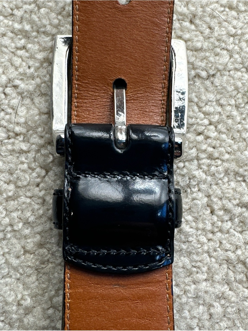 Coach Black Patent Leather Belt 36 inches with Silver Brass Buckle - Picture 2 of 8